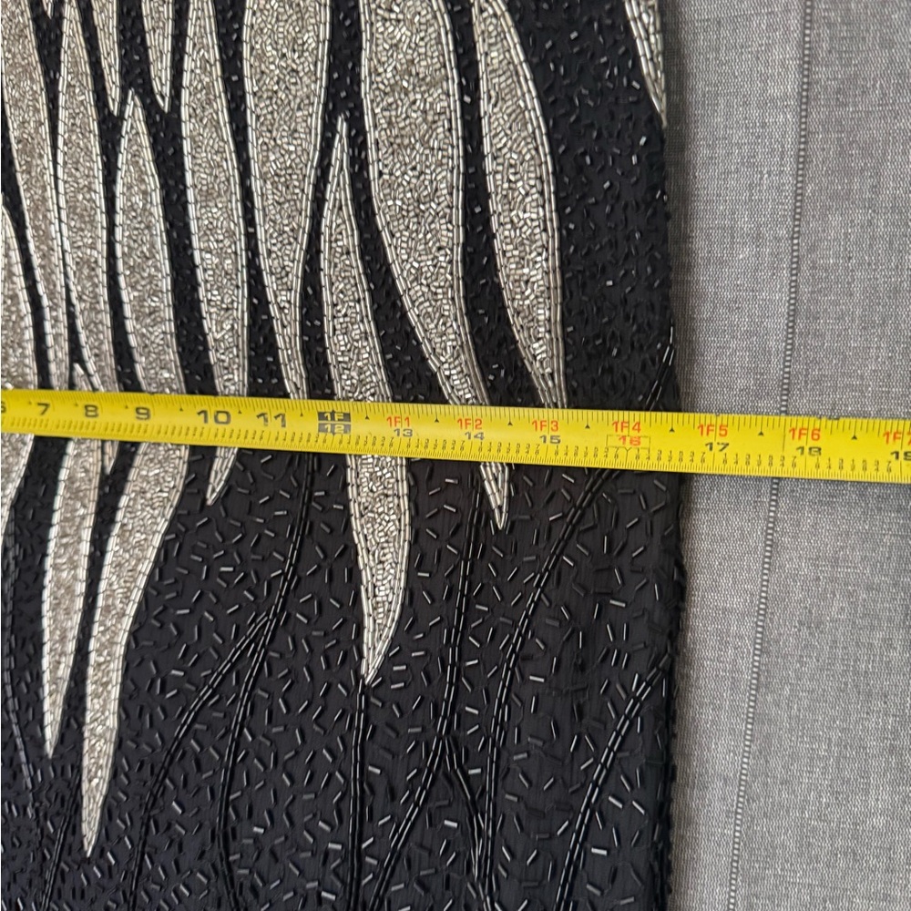 Vintage SCALA Silk Beaded Formal Evening Maxi Dress Petite Small Silver Black - Picture 13 of 13